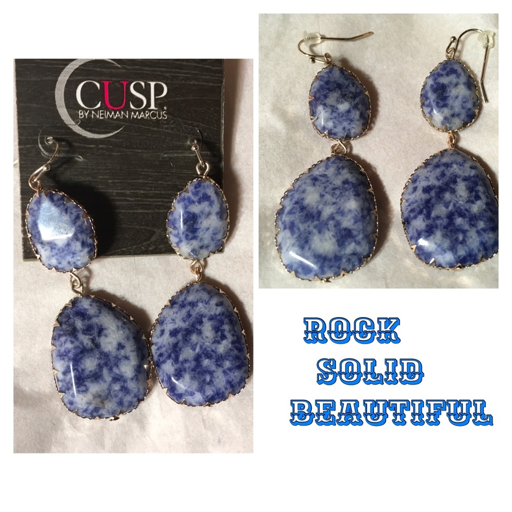 Solid Drop Rock Earrings - image 2